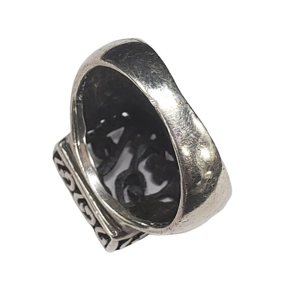 Sterling Silver Ring Square Swirl Open Scroll Work Sz 7.75 Designer Statement - Picture 6 of 9